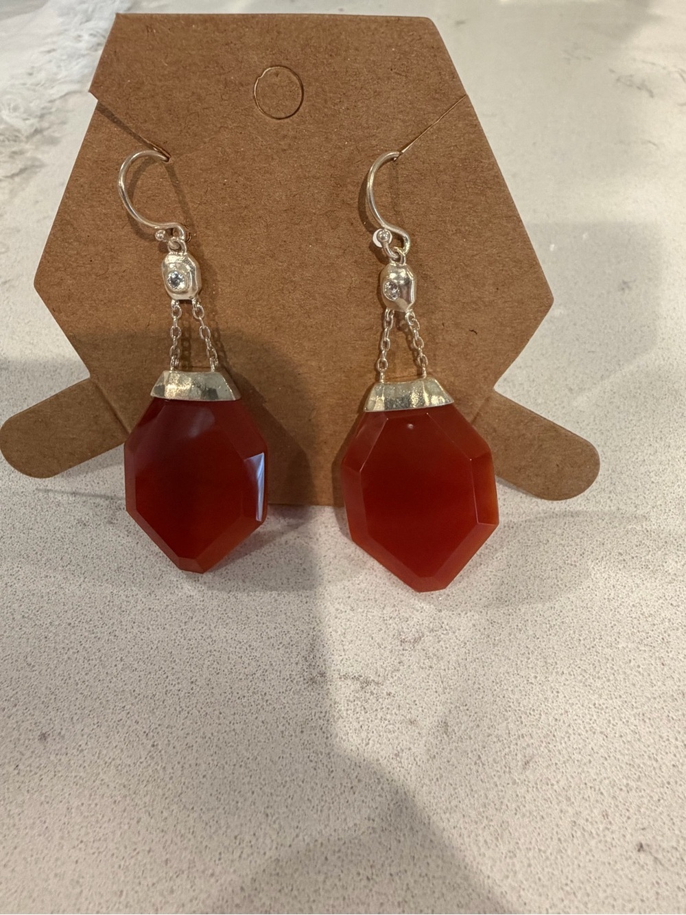 Vintage Silpada Sterling Silver & Red Agate Earrings